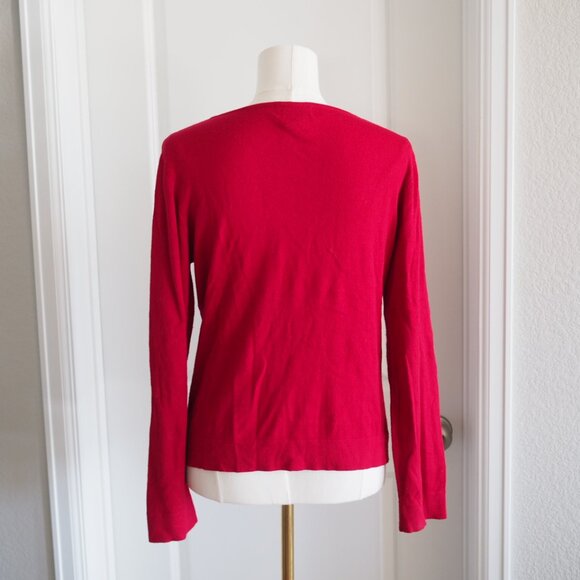 Vintage Grannycore Y2K Christmas Red Gold Detail Sweater Once Again Sz Medium - Picture 9 of 14